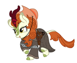 Size: 2749x2233 | Tagged: safe, artist:third uncle, artist:星梦, edit, autumn blaze, kirin, pony, g4, awwtumn blaze, c96, clothes, cloven hooves, cowboy hat, cute, female, gun, handgun, hat, high res, looking left, mare, open mouth, pose, simple background, solo, tongue out, transparent background, vector, weapon