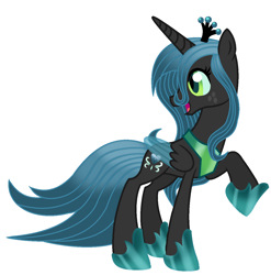 Size: 1218x1235 | Tagged: safe, artist:harmonicdreemur1308, queen chrysalis, alicorn, changedling, changeling, pony, g4, base used, concave belly, crown, female, freckles, hoof shoes, jewelry, looking back, mare, peytral, purified chrysalis, regalia, simple background, slender, solo, thin, white background