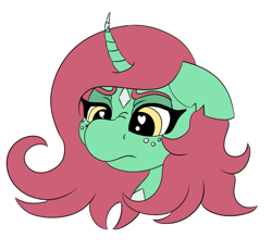 Size: 741x681 | Tagged: safe, artist:gray star, oc, oc:minty shine (graystar), pony, unicorn, fallout equestria, cultist, curved horn, fallout equestria:all things unequal (pathfinder), freckles, head shot, heart, heart eyes, horn, scrunchy face, simple background, transparent background, wingding eyes