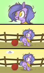 Size: 1152x1920 | Tagged: safe, artist:lolepopenon, oc, oc:billie, earth pony, pony, ask billie the kid, ask, ball, comic, solo