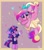 Size: 1316x1511 | Tagged: safe, artist:petaltwinkle, princess cadance, twilight sparkle, alicorn, unicorn, semi-anthro, g4, arm hooves, book, clothes, cute, cutedance, dress, duo, female, filly, filly twilight sparkle, floating heart, heart, heart eyes, looking at each other, looking at someone, signature, smiling, smiling at each other, spread wings, stars, teen princess cadance, twiabetes, unicorn twilight, wingding eyes, wings, younger