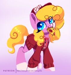 Size: 1945x2048 | Tagged: safe, artist:rottengotika, oc, oc only, pony, food, gradient background, pizza, solo