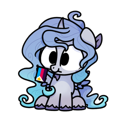 Size: 800x800 | Tagged: safe, alternate version, artist:sugar morning, oc, oc only, oc:prince plushy soft, alicorn, pony, chibi, commission, cute, flag, polyamory pride flag, pride, pride flag, simple background, solo, transparent background, wings, ych result