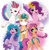 Size: 2661x2706 | Tagged: safe, artist:tutty-fruit-art, hitch trailblazer, izzy moonbow, pipp petals, sunny starscout, zipp storm, earth pony, pegasus, pony, unicorn, g5, my little pony: a new generation, spoiler:comic, bag, bracelet, braid, clown makeup, diadem, female, fit right in (g5), fluttershy's cutie mark, friendship bracelet, group, high res, hitch trailblazer is not amused, jewelry, makeup, male, mane five, mare, one of these things is not like the others, quintet, rainbow dash's cutie mark, saddle bag, sash, sheriff's badge, simple background, stallion, twilight sparkle's cutie mark, unamused, unshorn fetlocks, white background