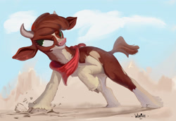 Size: 3852x2650 | Tagged: safe, artist:winpuss, arizona (tfh), cow, them's fightin' herds, bandana, cloven hooves, community related, female, grin, high res, smiling, solo