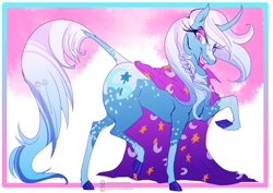 Size: 4960x3508 | Tagged: safe, artist:liechisenshi, trixie, pony, unicorn, g4, braid, cape, clothes, eyeshadow, makeup, one eye closed, wink