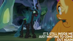 Size: 2000x1125 | Tagged: safe, edit, edited screencap, editor:quoterific, screencap, ocellus, queen chrysalis, smolder, changeling, g4, season 8, what lies beneath, disguise, disguised changeling, queen chrysellus