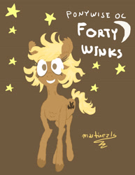 Size: 2480x3220 | Tagged: safe, artist:martinezls, oc, oc only, oc:forty winks, earth pony, pony, brown background, emaciated, high res, simple background, skinny, solo, stars, thin