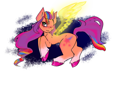 Size: 1000x720 | Tagged: safe, artist:socklout, sunny starscout, alicorn, pony, g5, female, mane stripe sunny, mare, one eye closed, race swap, simple background, solo, sunnycorn, transparent background