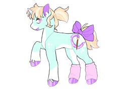 Size: 3508x2480 | Tagged: safe, artist:socklout, oc, oc only, pony, unicorn, bow, clothes, female, high res, leg warmers, raised hoof, simple background, solo, tail, tail bow, transparent background