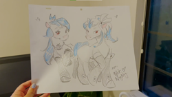 Size: 1920x1080 | Tagged: safe, artist:whitney, earth pony, pony, 22, 33, duo, irl, paper, photo, traditional art