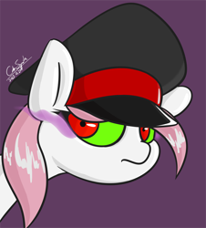 Size: 2898x3200 | Tagged: safe, artist:cdrspark, oc, oc only, oc:sugar morning, pegasus, pony, cap, clothes, female, hat, high res, military uniform, pegasus oc, simple background, solo, sombra eyes, uniform