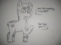 Size: 4160x3120 | Tagged: safe, artist:valuable ashes, earth pony, pony, undead, zombie, monochrome, solo, traditional art, watch, wristwatch