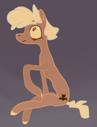 Size: 791x1034 | Tagged: safe, artist:theraven106, oc, oc only, oc:forty winks, earth pony, pony, concave belly, looking up, ribs, sitting, skinny, solo, thin