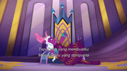Size: 3072x1727 | Tagged: safe, screencap, opaline arcana, alicorn, pony, g5, my little pony: tell your tale, opaline alone, spoiler:g5, spoiler:my little pony: tell your tale, spoiler:tyts01e50, female, indonesian, mare, opaline (song), open mouth, open smile, smiling, solo, subtitles