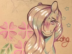 Size: 1993x1477 | Tagged: safe, artist:sweetmelon556, oc, oc:sweet melon, pony, bust, female, mare, portrait, solo, traditional art