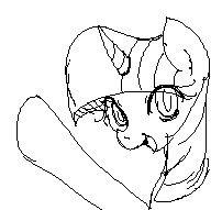 Size: 192x191 | Tagged: safe, artist:maren, twilight sparkle, pony, g4, 2014, black and white, bust, female, grayscale, mare, monochrome, old art, open mouth, open smile, pixel art, portrait, simple background, smiling, solo, waving, waving at you, white background