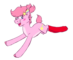Size: 1100x900 | Tagged: safe, artist:fuckomcfuck, oc, oc only, oc:kirby, earth pony, pony, clothes, hairclip, male, pigtails, simple background, socks, solo, starry eyes, transparent background, wingding eyes