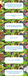 Size: 2048x5377 | Tagged: safe, gameloft, angus mcsteer, applejack, jersey shore, pinkie pie, bull, earth pony, pony, g4, my little pony: magic princess, bandana, bowler hat, clothes, cloven hooves, dialogue, dialogue box, dress, english, event, feather, female, hairband, hat, horns, male, mare, mobile game, numbers, speech bubble, text