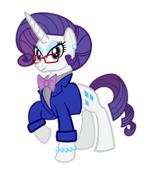 Size: 1047x1245 | Tagged: safe, artist:disneymarvel96, rarity, pony, unicorn, flurry heart's story, g4, alternate design, bowtie, bracelet, clothes, ear piercing, earring, female, glasses, jacket, jewelry, older, older rarity, piercing, png, simple background, solo, suit, transparent background, vector