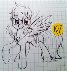 Size: 752x801 | Tagged: safe, artist:kluzart, rainbow dash, pegasus, pony, g4, graph paper, quadrupedal, solo, traditional art