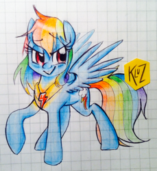 Size: 730x798 | Tagged: safe, artist:kluzart, rainbow dash, pegasus, pony, g4, graph paper, quadrupedal, solo, traditional art