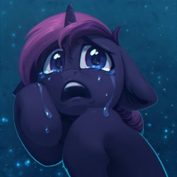 Size: 2048x2048 | Tagged: safe, artist:amishy, oc, oc only, pony, unicorn, crying, floppy ears, high res, open mouth, sad, solo