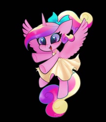 Size: 892x1024 | Tagged: safe, artist:petaltwinkle, princess cadance, alicorn, pony, semi-anthro, g4, arm hooves, black background, clothes, cute, cutedance, dress, female, heart, heart eyes, mare, open mouth, open smile, simple background, smiling, solo, teen princess cadance, wingding eyes