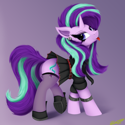 Size: 4000x4000 | Tagged: safe, artist:ser-p, starlight glimmer, pony, unicorn, g4, :p, absurd resolution, butt, clothes, edgelight glimmer, female, glimmer glutes, lidded eyes, mare, plot, quadrupedal, solo, stockings, thigh highs, tongue out