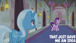 Size: 2000x1125 | Tagged: safe, edit, edited screencap, editor:quoterific, screencap, starlight glimmer, trixie, pony, unicorn, a horse shoe-in, g4, butt, plot, school of friendship, the great and powerful ass