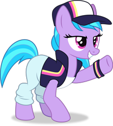 Size: 2791x3111 | Tagged: safe, artist:starcollider, azure velour, earth pony, pony, g4, the saddle row review, .svg available, armband, cap, clothes, female, gritted teeth, hat, high res, jacket, mare, shirt, simple background, solo, svg, teeth, tomboy, transparent background, vector