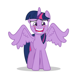 Size: 5000x5000 | Tagged: safe, artist:gypsykumquat, twilight sparkle, alicorn, pony, g4, .svg available, absurd resolution, awkward smile, blushing, embarrassed, embarrassed grin, female, grin, inkscape, looking at you, show accurate, simple background, smiling, smiling at you, solo, spread wings, transparent background, twilight sparkle (alicorn), vector, wings