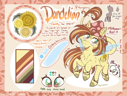 Size: 2224x1668 | Tagged: safe, artist:mychelle, oc, oc:dandelion, fairy, fairy pony, original species, female, quadrupedal, reference sheet, solo