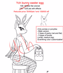 Size: 3000x3492 | Tagged: safe, artist:princessmoonsilver, oc, anthro, advertisement, any gender, bunny ears, bunny suit, clothes, commission, commission info, costume, high res, information, solo, your character here