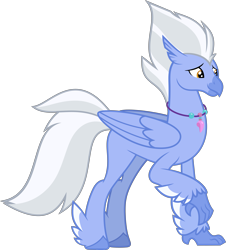 Size: 5078x5611 | Tagged: safe, artist:starryshineviolet, sky beak, classical hippogriff, hippogriff, g4, surf and/or turf, absurd resolution, folded wings, jewelry, male, necklace, raised claw, simple background, smiling, solo, transparent background, vector, wings
