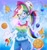 Size: 2297x2448 | Tagged: safe, artist:うめおにぎり, rainbow dash, human, equestria girls, g4, drink, female, hat, high res, midriff, orange slices, solo