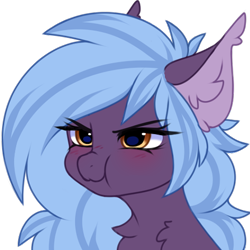 Size: 512x511 | Tagged: safe, artist:pesty_skillengton, oc, oc only, pegasus, pony, cute, ear fluff, embarrassed, emoji, female, pouting, simple background, solo, sticker, transparent background