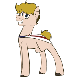 Size: 900x900 | Tagged: safe, artist:fuckomcfuck, oc, oc only, oc:stars and stripes, earth pony, pony, cape, clothes, fangs, simple background, solo, transparent background