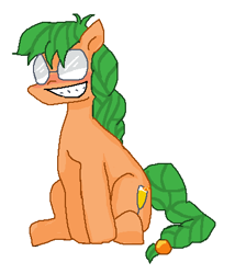 Size: 378x442 | Tagged: safe, artist:anonymare, oc, oc only, oc:morning mimosa, pony, braces, glasses, simple background, solo, white background
