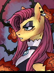 Size: 1171x1567 | Tagged: safe, artist:mrlamanstin, fluttershy, pegasus, pony, fake it 'til you make it, g4, my little pony: friendship is magic, bust, female, fluttergoth, lidded eyes, mare, portrait, solo