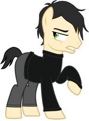 Size: 2140x2907 | Tagged: safe, artist:edy_january, edit, vector edit, earth pony, pony, g4, andrew graves, base used, clothes, free to use, goth, gothic, green eyes, high res, link in description, long pants, male, parody characther, simple background, solo, stallion, steam (software), sweater, the coffin of andy and leyley, transparent background, vector