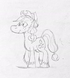 Size: 1838x2048 | Tagged: safe, artist:horsewizardart, applejack, earth pony, pony, g4, female, grayscale, mare, monochrome, pencil drawing, sketch, solo, traditional art