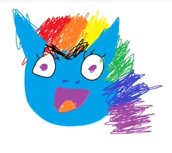 Size: 758x675 | Tagged: safe, artist:picssnep, rainbow dash, pegasus, pony, g4, 1000 hours in ms paint, ms paint, open mouth, satire, simple background, solo, stylistic suck, white background