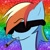 Size: 2048x2048 | Tagged: safe, artist:smoogiie, rainbow dash, pegasus, pony, g4, blunt, bust, drugs, high res, marijuana, portrait, rainbow background, satire, smoking, solo, stylistic suck, sunglasses