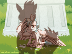 Size: 1314x987 | Tagged: safe, artist:inuhoshi-to-darkpen, cozy glow, grubber, tempest shadow, pegasus, pony, g4, my little pony: the movie, a better ending for cozy, chest fluff, feathered fetlocks, female, filly, foal, grass, shadow, sitting