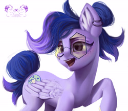 Size: 4614x4000 | Tagged: safe, artist:oriana80, pegasus, pony, commission, commissions open, glasses, raised hoof, simple background, solo, white background