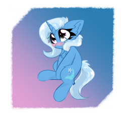 Size: 2000x2000 | Tagged: safe, artist:jubyskylines, trixie, pony, unicorn, g4, blushing, cute, diatrixes, female, gradient background, high res, mare, passepartout, solo