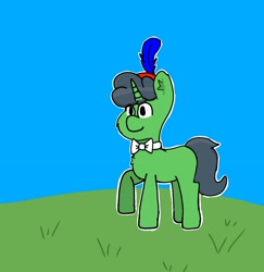 Size: 2007x2067 | Tagged: safe, artist:realjoel_456, oc, pony, unicorn, bowtie, feathered hat, hat, high res, no cutie marks yet, solo
