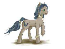 Size: 800x600 | Tagged: safe, artist:taffy, oc, oc only, oc:river bend, earth pony, pony, fallout equestria, arm wraps, bandage, female, lidded eyes, mare, neck wraps, open mouth, raised hoof, simple background, solo, tail, tail wrap, transparent background