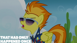 Size: 1920x1080 | Tagged: safe, edit, edited screencap, editor:quoterific, screencap, spitfire, pegasus, pony, g4, top bolt, clothes, drill sergeant, female, mare, necktie, solo, spitfire's tie, suit, sunglasses, uniform, whistle necklace, wonderbolts dress uniform